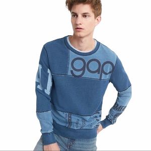 RARE GAP Logo Remix Pullover Sweatshirt Indigo